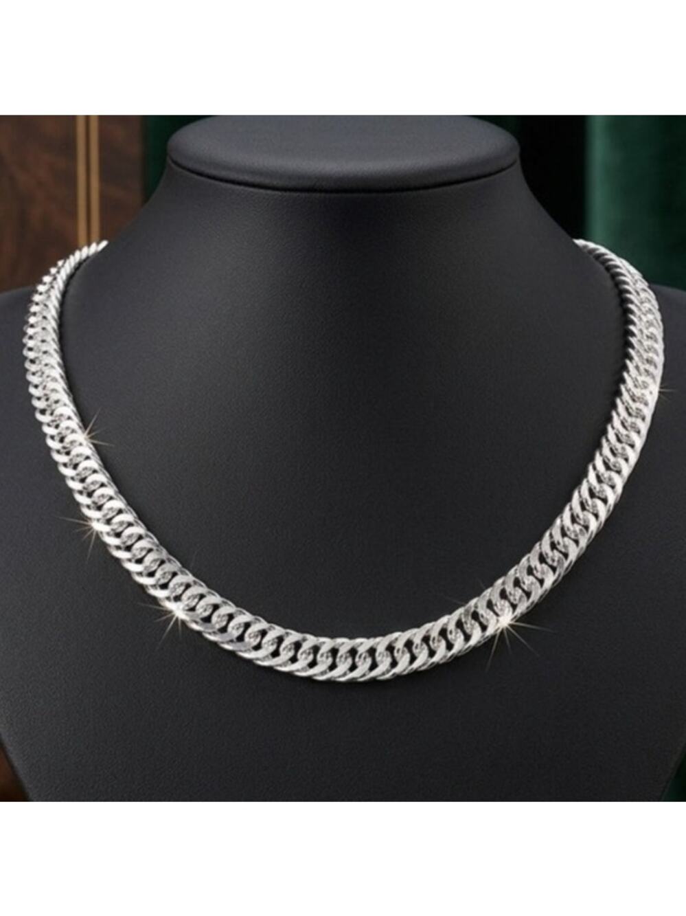 925 Stamp Silver color fine 10MM 20 inches geometry Tiny Link chain